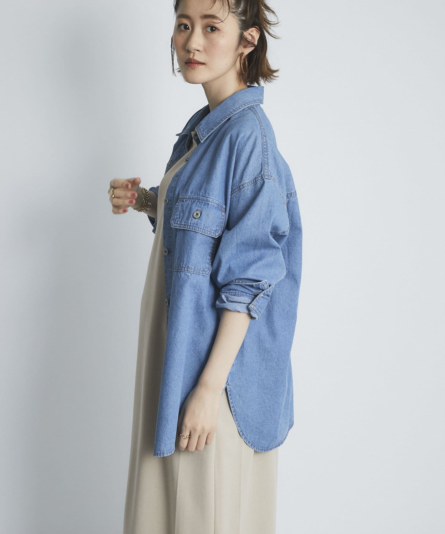 【ロングシーズン着まわせる】ライトデニムビッグシャツ 【ロングシーズン着まわせる】ライトデニムビッグシャツ