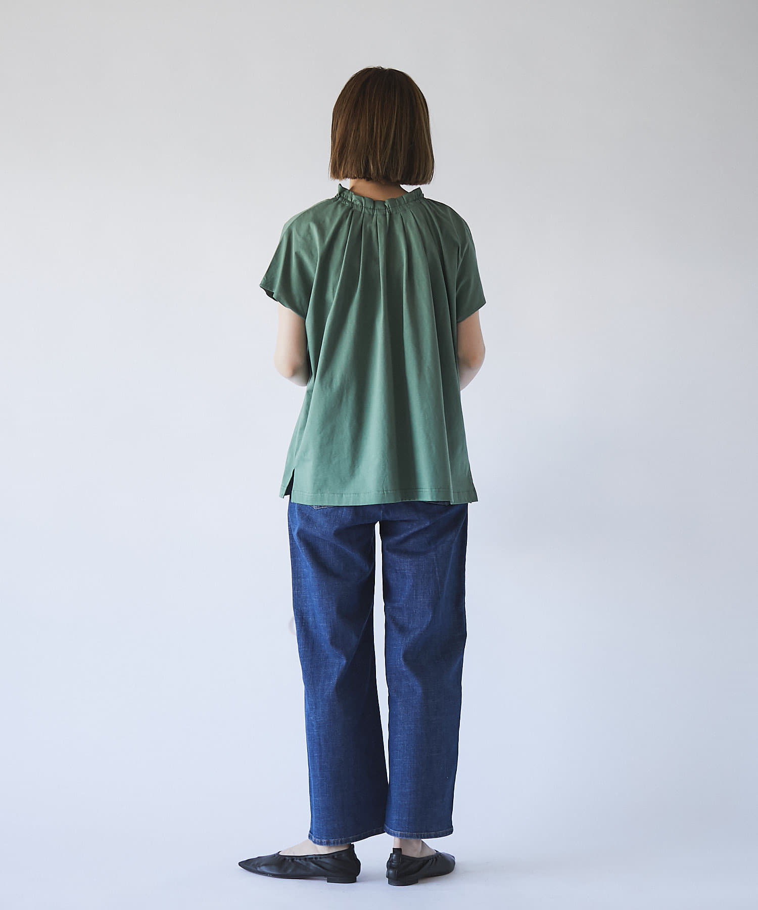 《予約》【お仕事にも使える万能トップス】シルケットタックデザインカットソー 《予約》【お仕事にも使える万能トップス】シルケットタックデザインカットソー