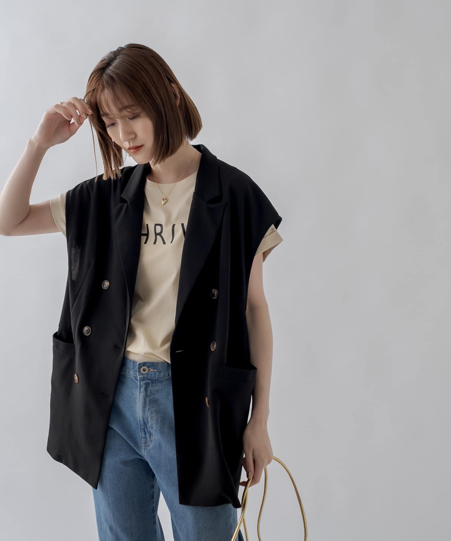 【ロングシーズン活躍する】カットジョーゼットジャケットベスト