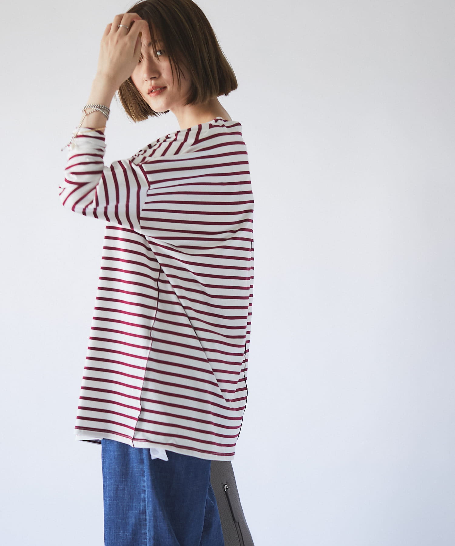 《予約》【シンプルだからこそ、こだわりたい】ストレッチボーダーカットソー