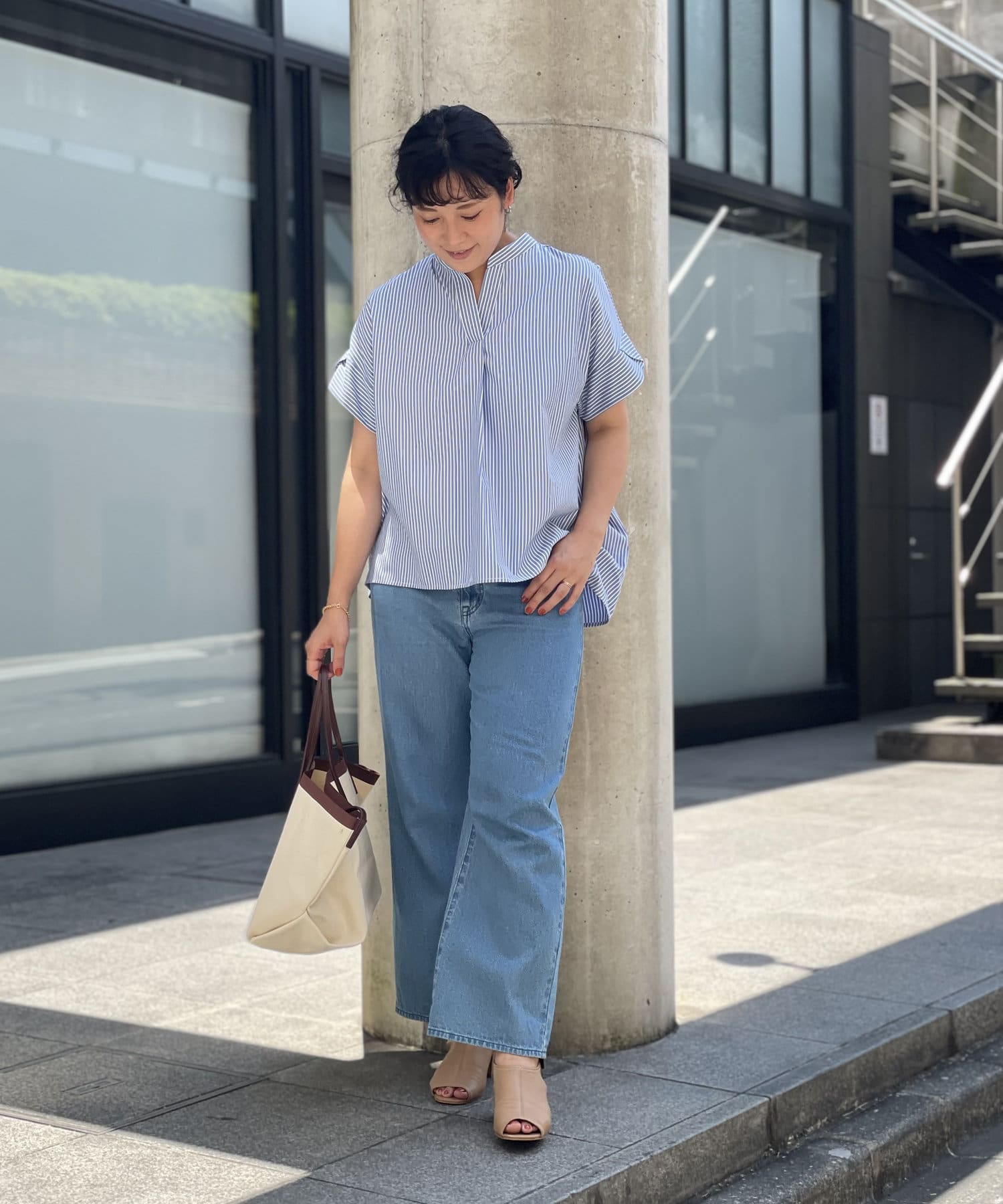 【スッキリとした清涼感のある印象】ストライプスキッパーシャツ 【スッキリとした清涼感のある印象】ストライプスキッパーシャツ