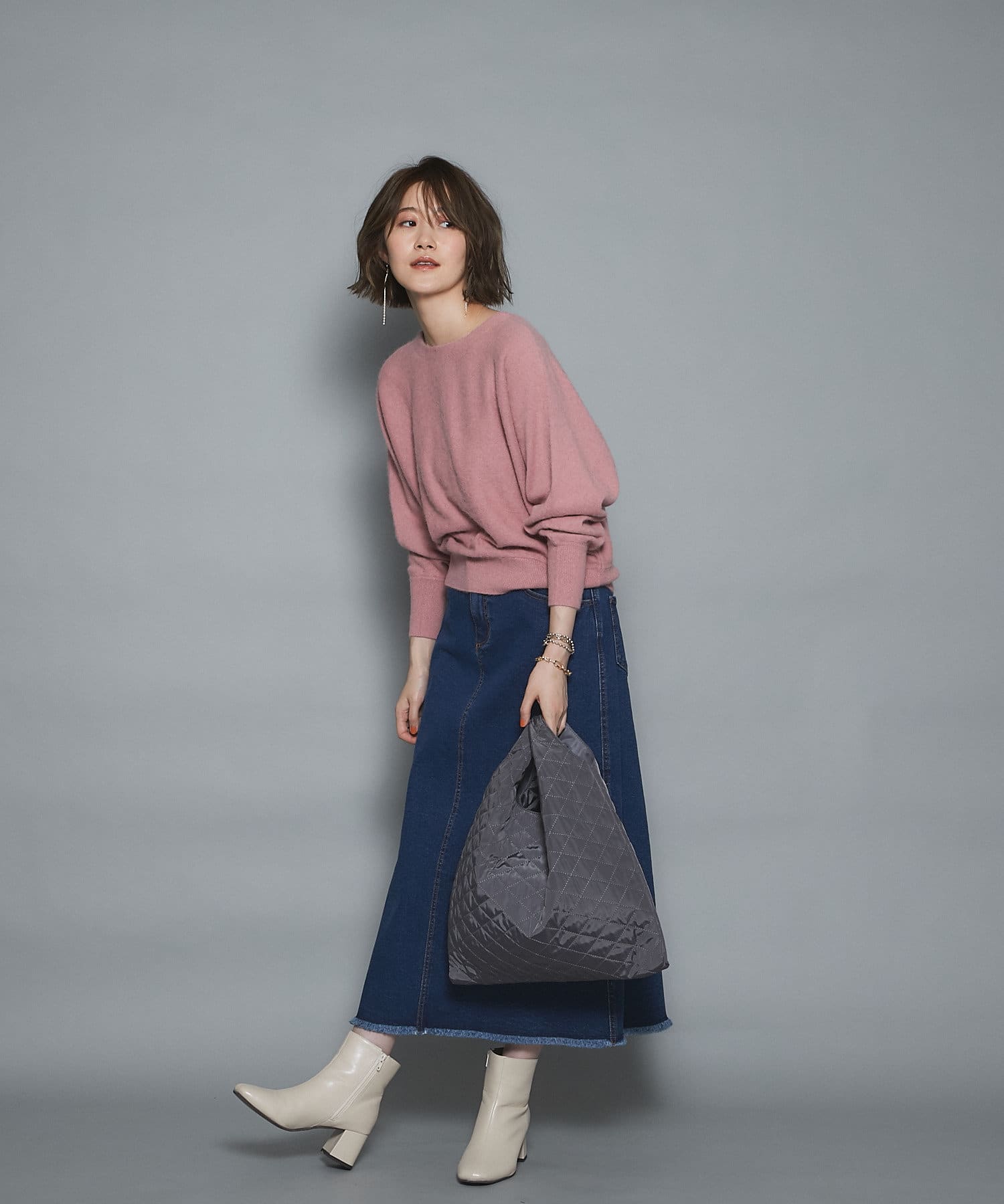 【大人のOFFスタイル】デニムバックスリットロングスカート