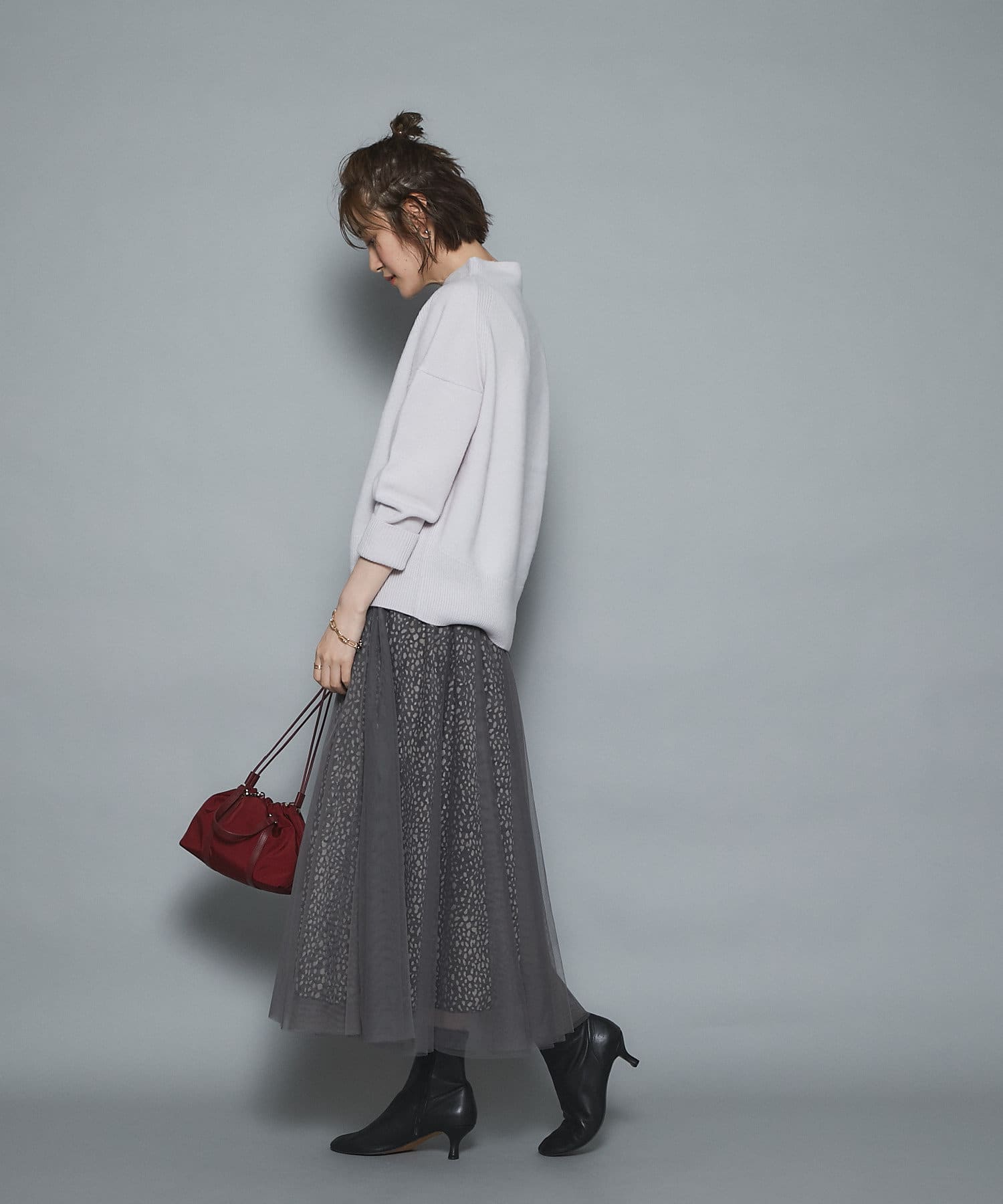【気分に合わせて着まわせる】チュール×ダルメシアンリバーシブルスカート