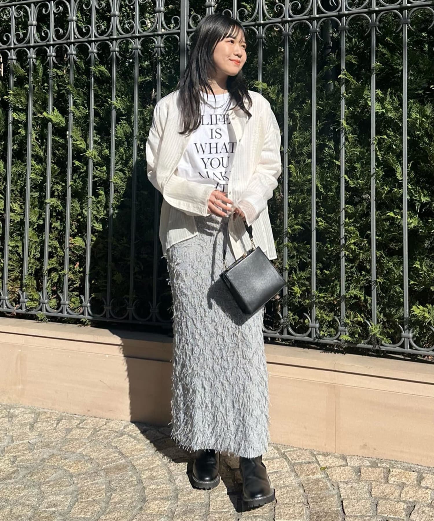 《程よい透け感が上品・WEB限定》シアーストライプシャツ