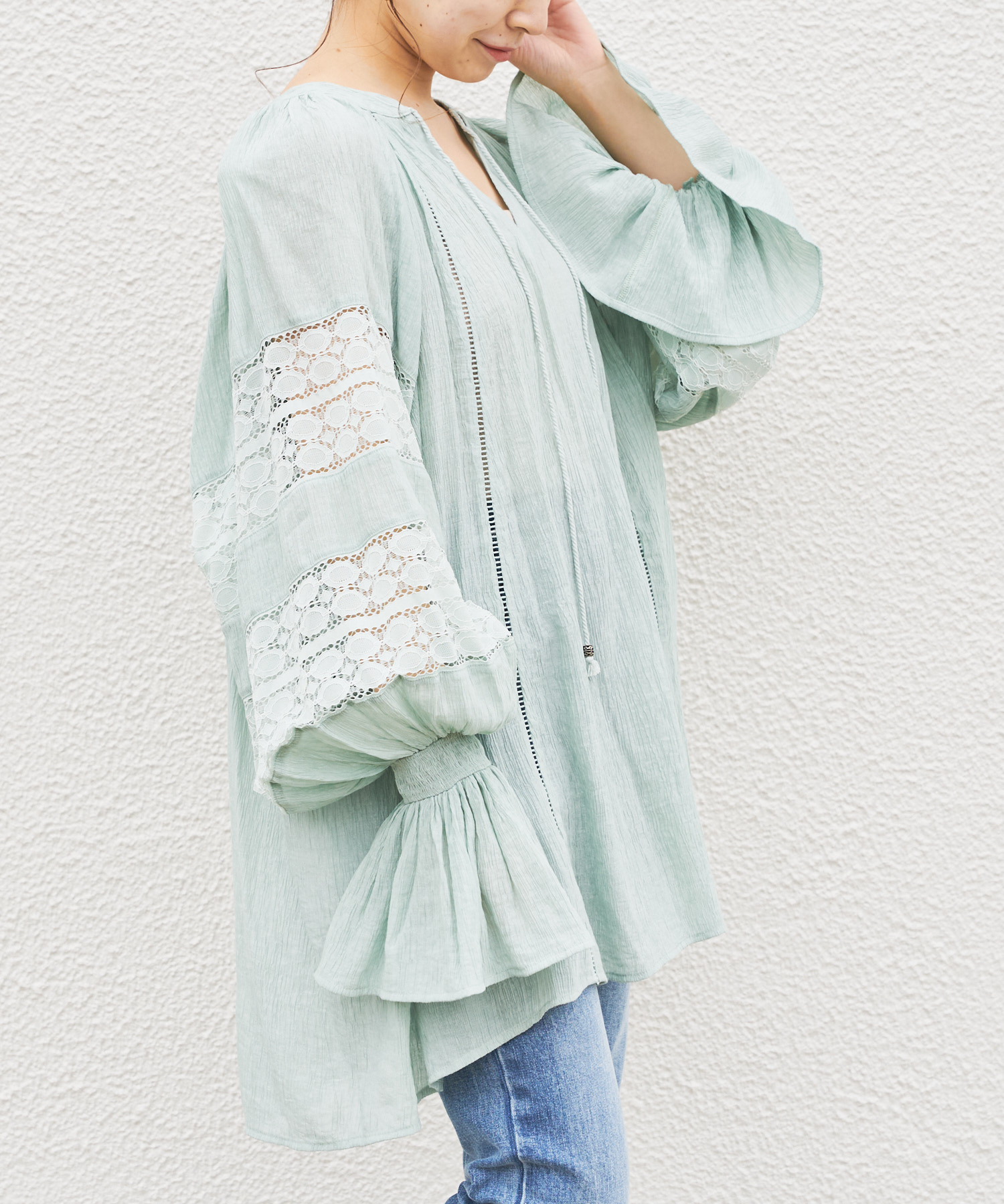 袖レース楊柳2wayチュニック