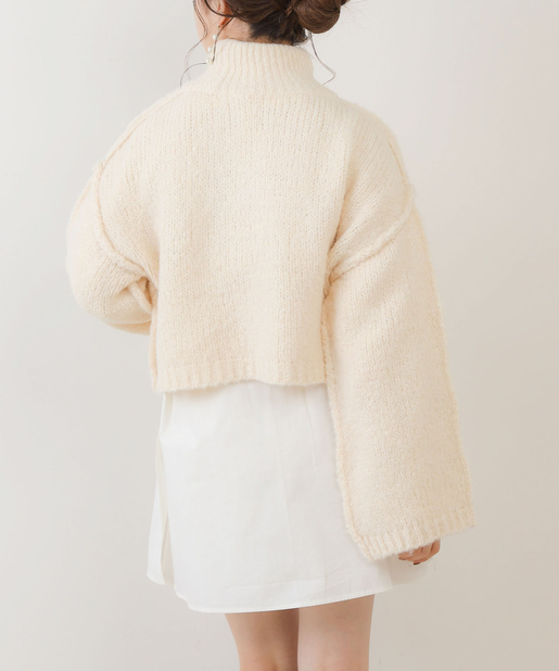 ハイネックショートニットブラウスセット/レイヤードニット