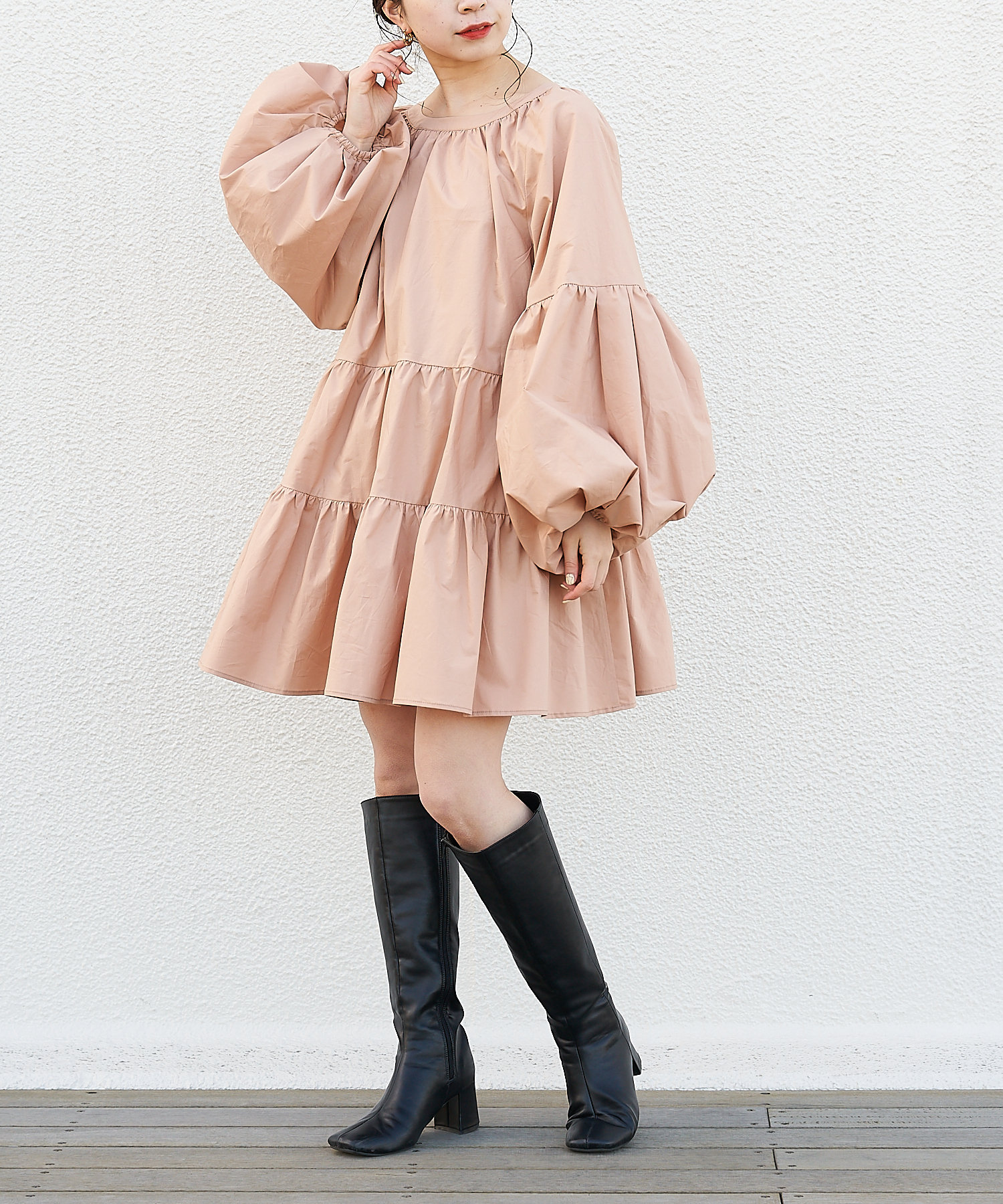 2wayレースアップティアードチュニック 2wayレースアップティアードチュニック