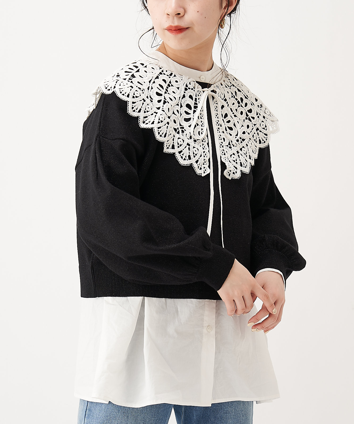 ラメニットクルーカーディガン ラメニットクルーカーディガン