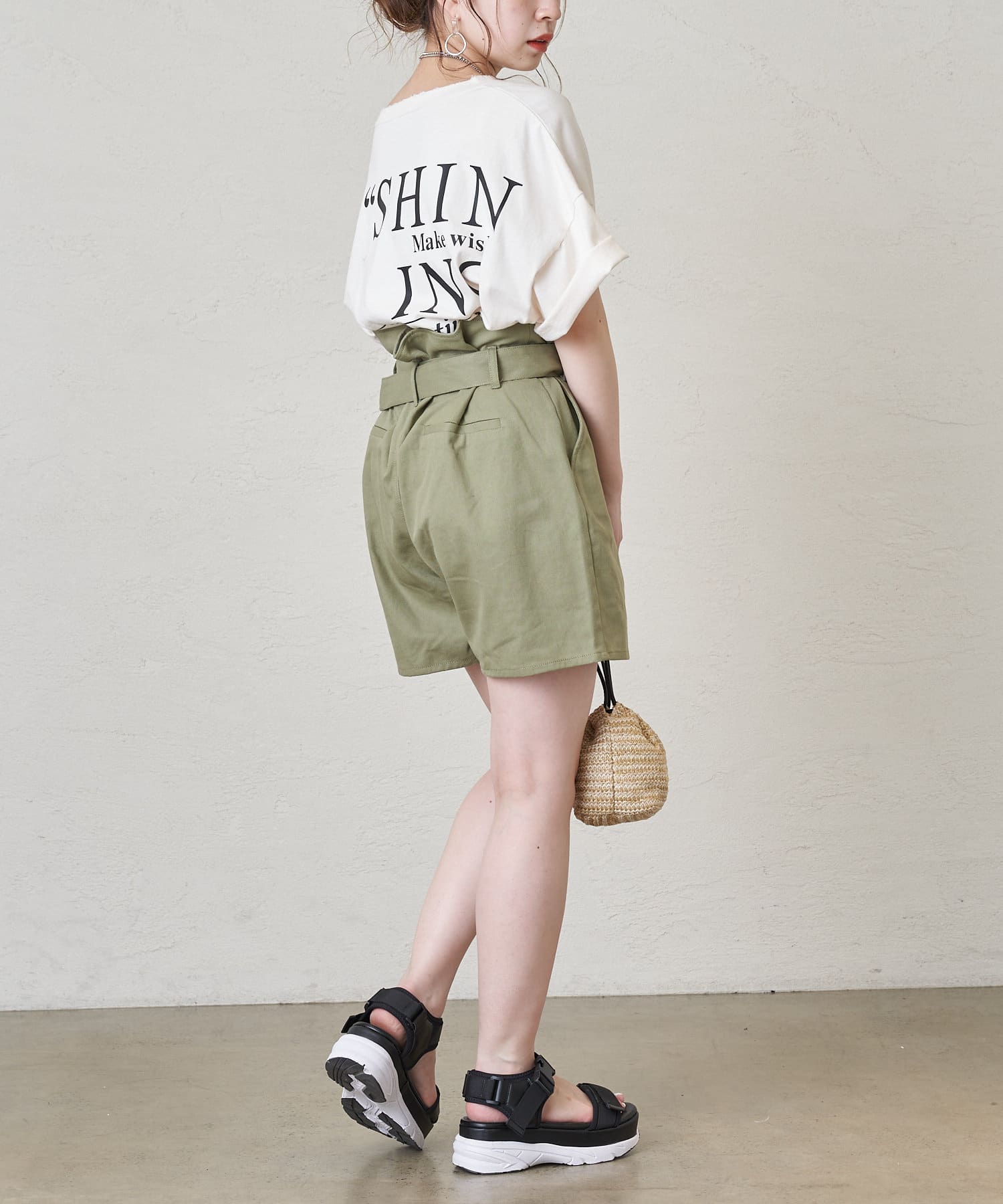 ウエストタックツイルハーフパンツ