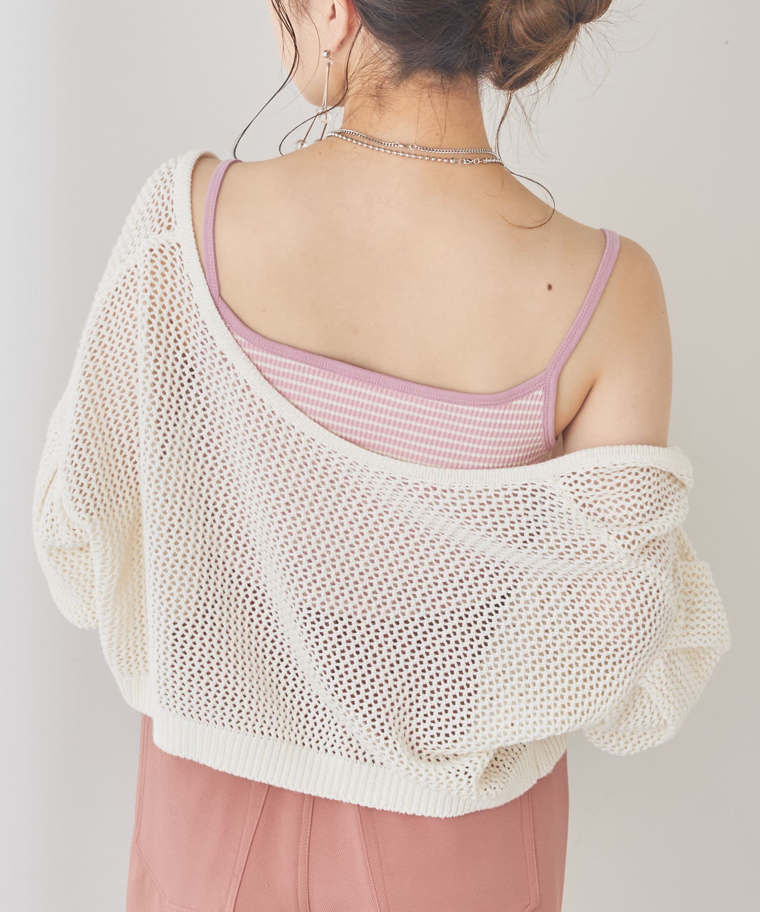 パット付ロゴ刺繍ボーダーキャミ