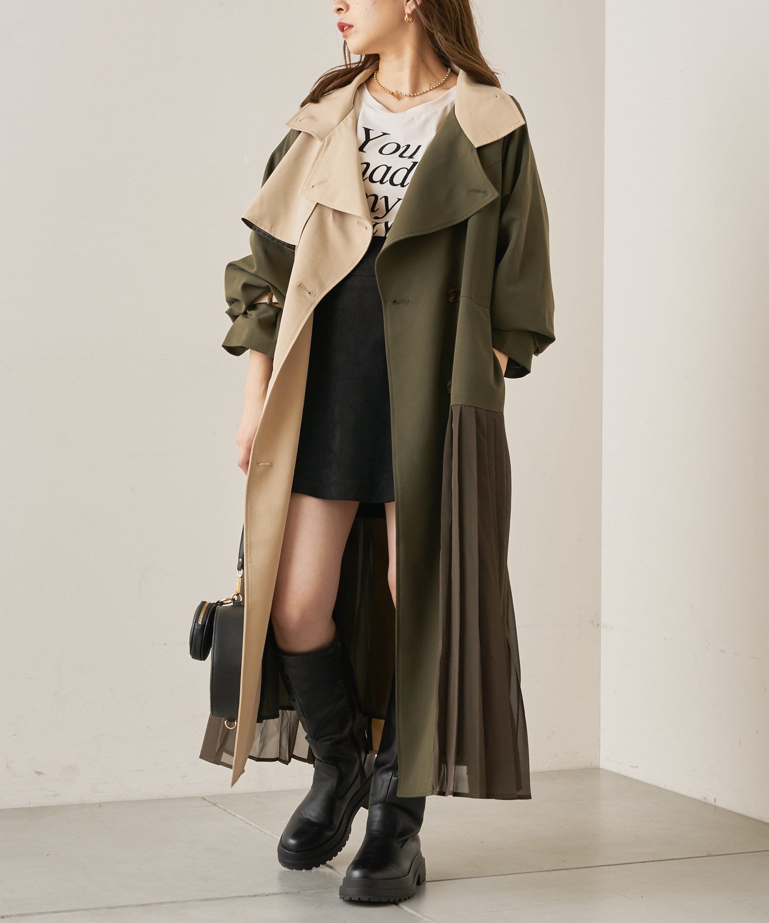 【カタログ掲載商品】アシメプリーツデザイントレンチコート