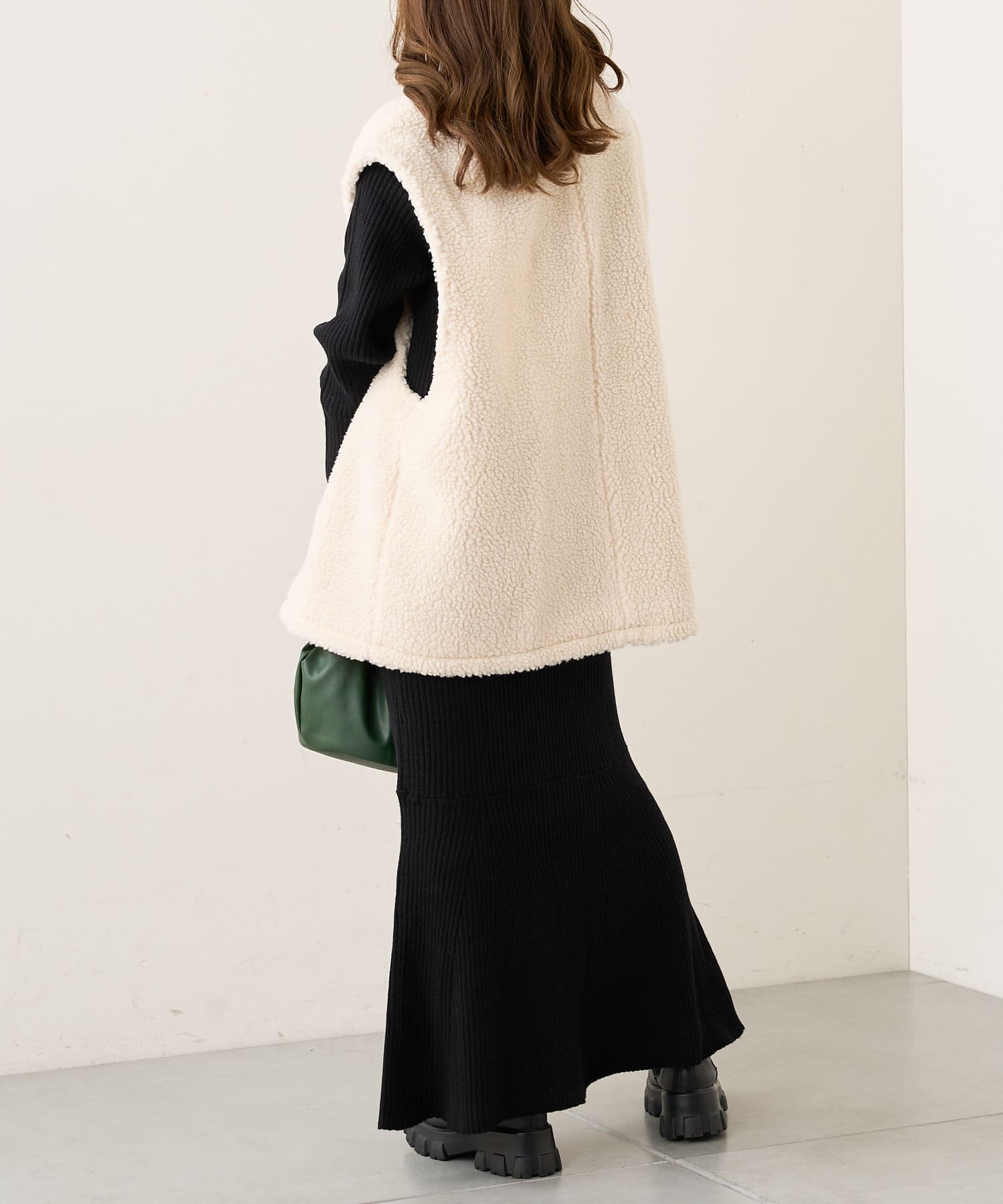 ハイネックリブニットマーメイドロングワンピース