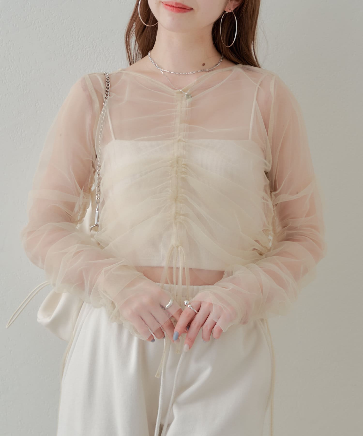 【カタログ掲載アイテム/2024SS】ドロストシャーリングレイヤードTOPS 【カタログ掲載アイテム/2024SS】ドロストシャーリングレイヤードTOPS