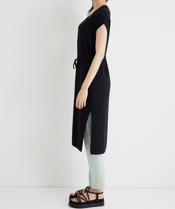 ハイツイストコットンレーヨンロングニットジレ