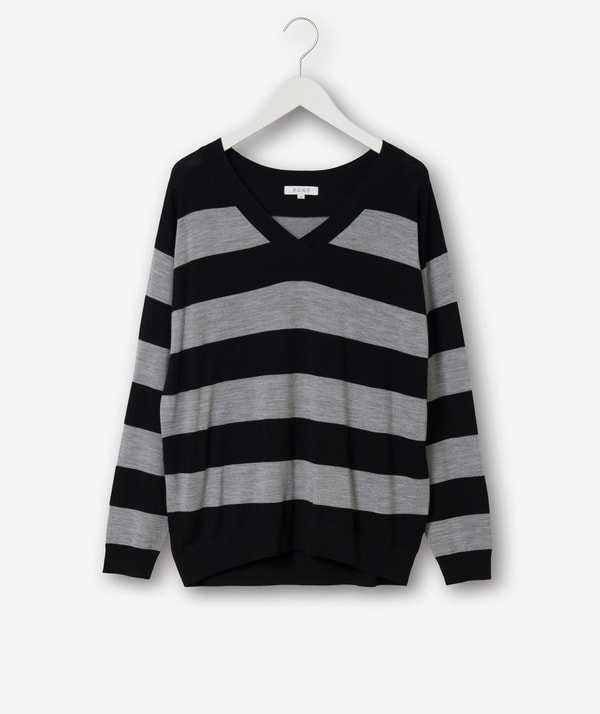 ウォッシャブルウールVネックニット