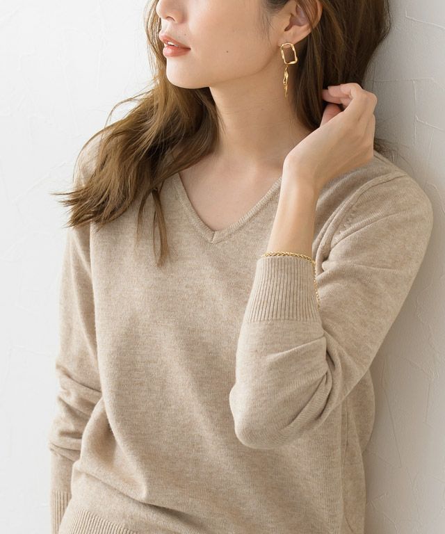 ネックが選べるプレミアムカシミヤタッチニット ◆ 送料無料 MD