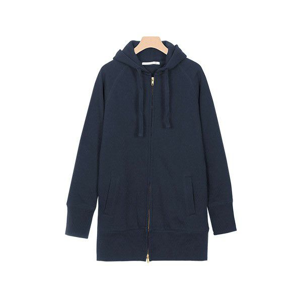 スウェット素材Wジップロング丈パーカー ◆ 送料無料