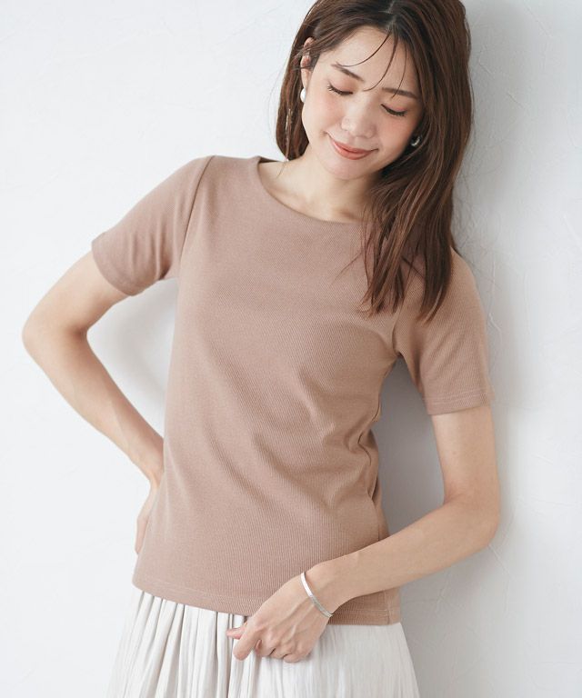 【SALE！14％OFF】ネックが選べる半袖テレコリブカットソー MD（～7/14 17:59まで）
