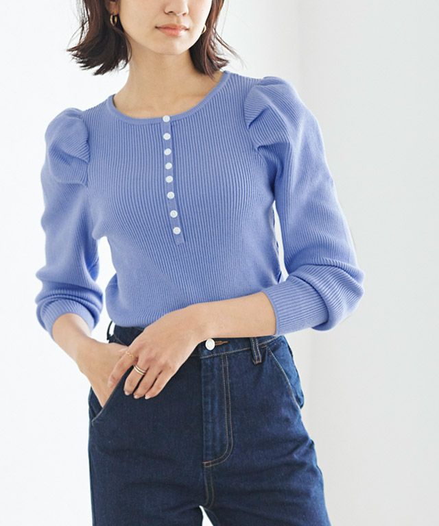 ボリュームスリーブリブニット ボリュームスリーブリブニット