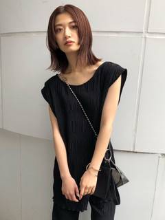シャーリングロングトップ