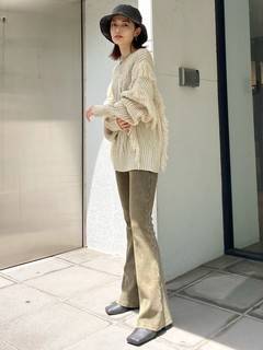 ダメージフレアリブパンツ