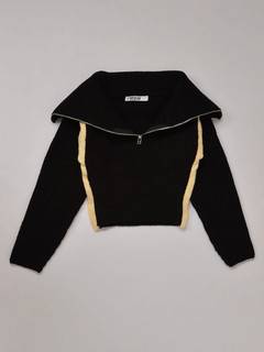 【VEQUM】HALF ZIP BIG COLLAR KNIT