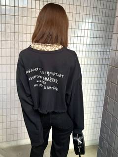 カットオフメッセージロングTシャツ