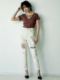 カラーダメージペグトップパンツ カラーダメージペグトップパンツ