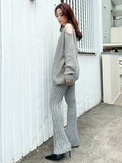 【SETUP着用可】ワンショルメランジヤーンLOOSEニットTOPS