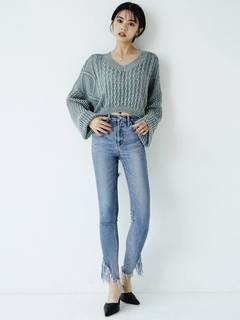 2WAYブリーチメッシュスリーブニット TOPS 2WAYブリーチメッシュスリーブニット TOPS