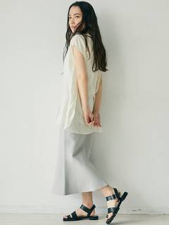 バンドカラーノースリーブシャツ