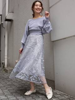 ドットチュール刺繍フレアスカート ドットチュール刺繍フレアスカート