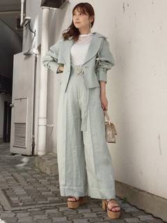 リネンハイウエストワイドパンツ