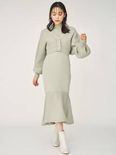 3WAYバックディティールカーデセットニットワンピース 3WAYバックディティールカーデセットニットワンピース