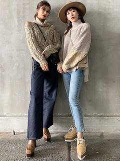 ハイウエストスリムフレアデニム