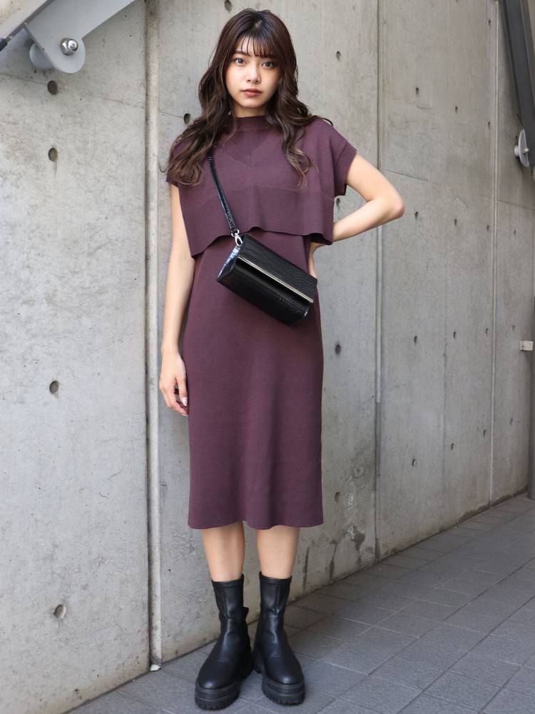 ベストレイヤードニットワンピース ベストレイヤードニットワンピース