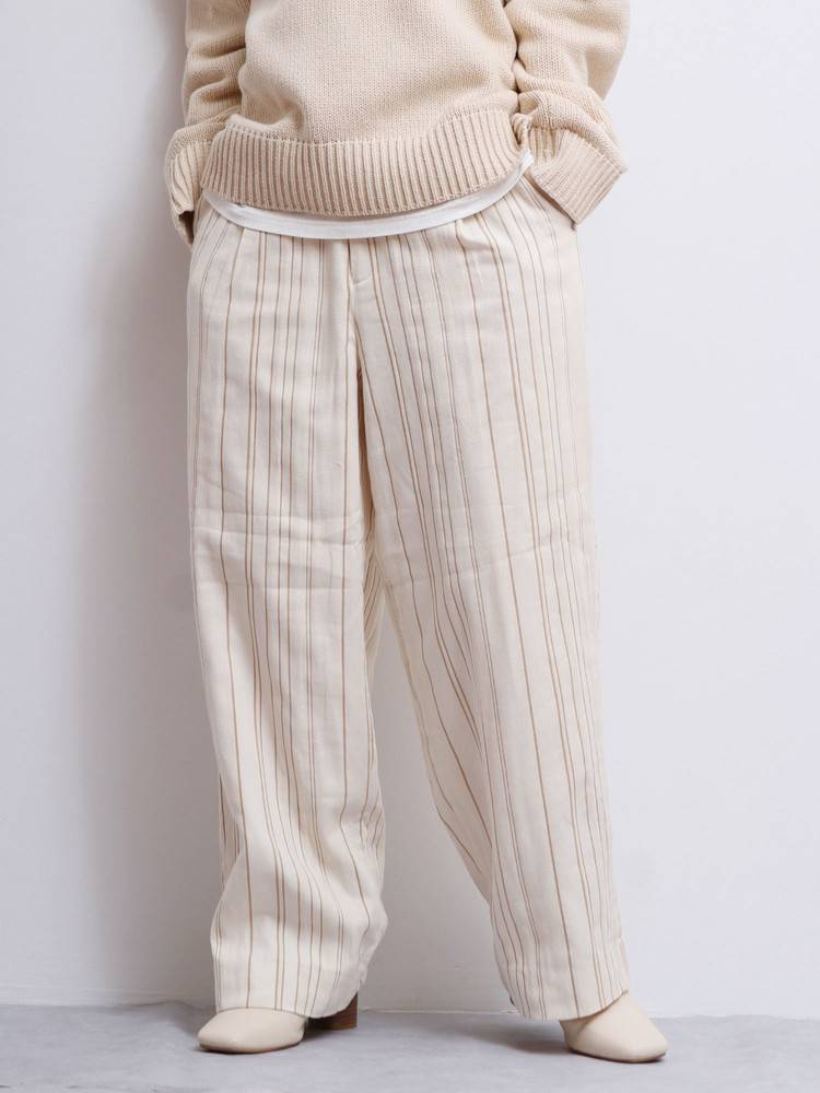 ハイウエストストライプワイドパンツ