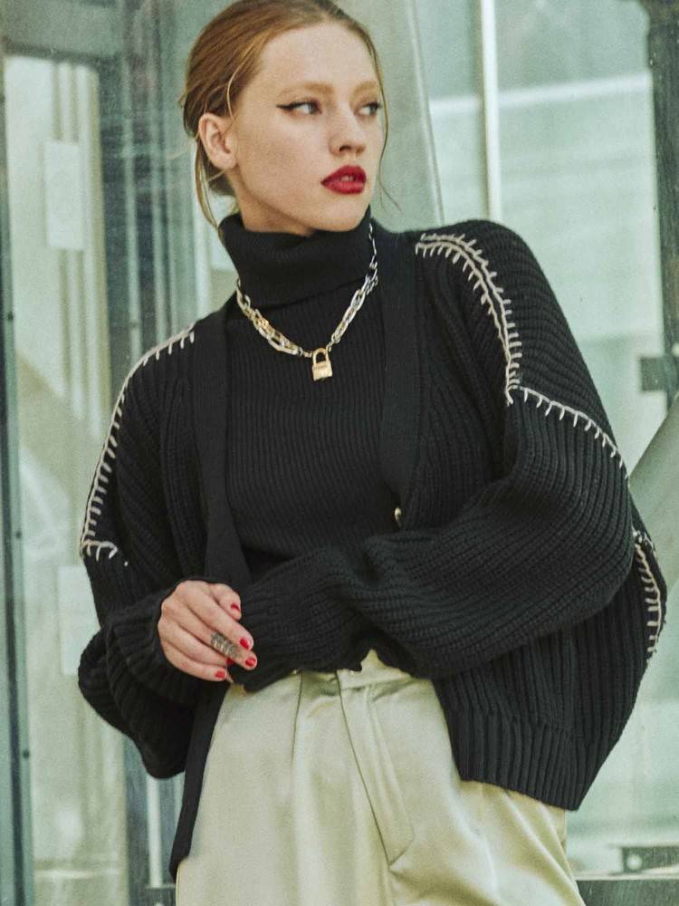 カーデレイヤードニット カーデレイヤードニット