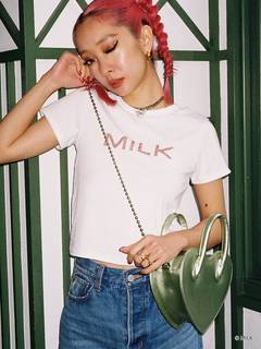 MILK ラインストーンロゴTシャツ【コラボ】