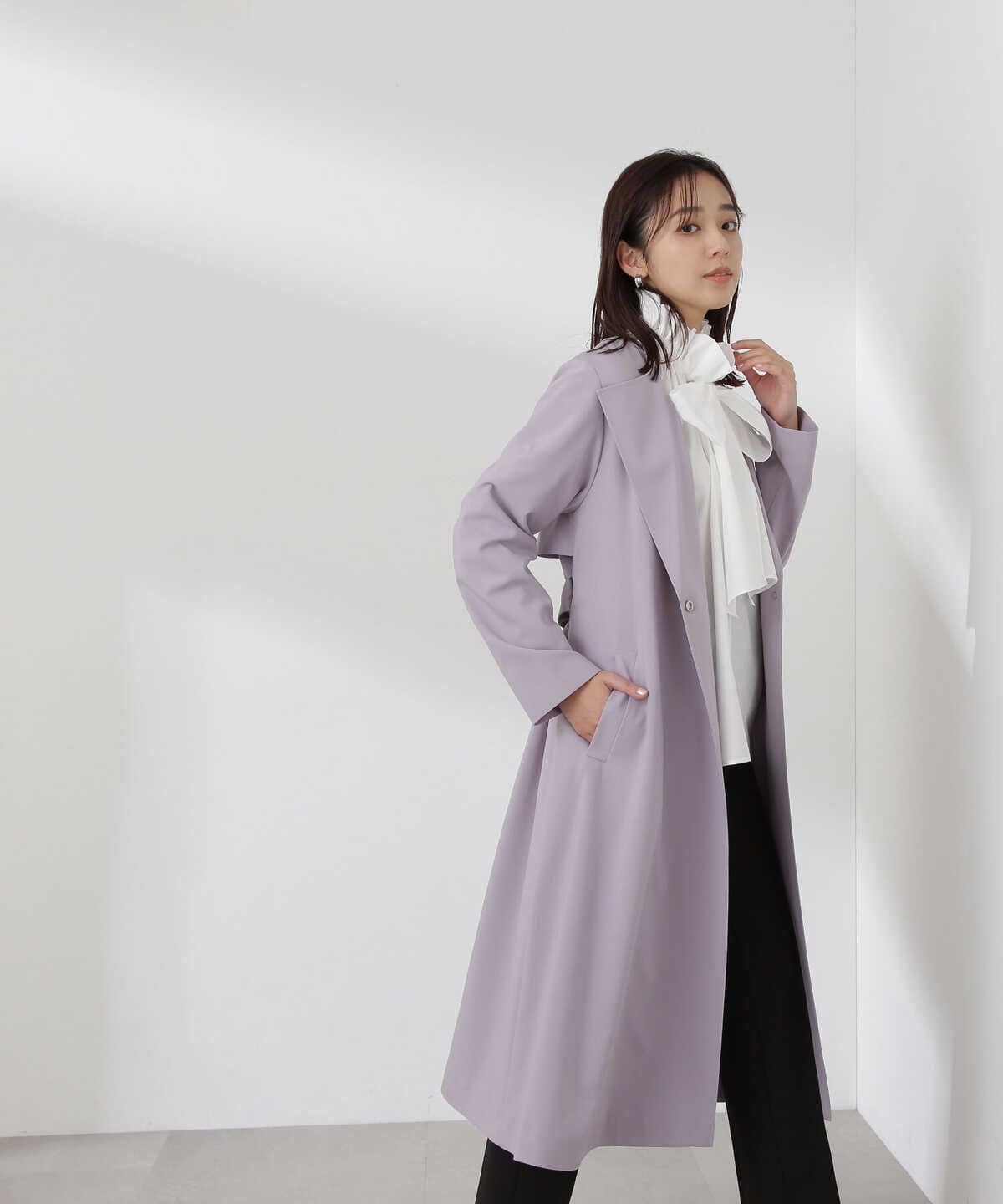 【official site・一部店舗限定色:ラベンダー】折り返しラペルノーカラーコート 【official site・一部店舗限定色:ラベンダー】折り返しラペルノーカラーコート