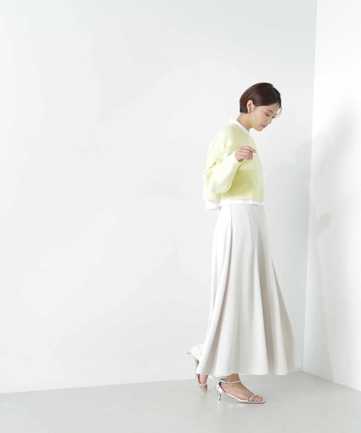 クロップドニット＆シャツセット