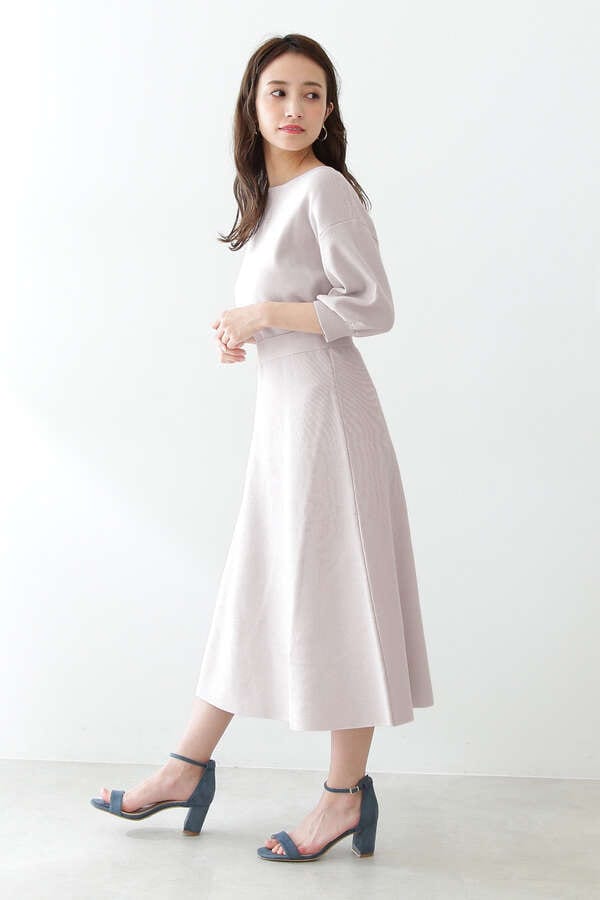 スカーフ付フレアニットセットアップ