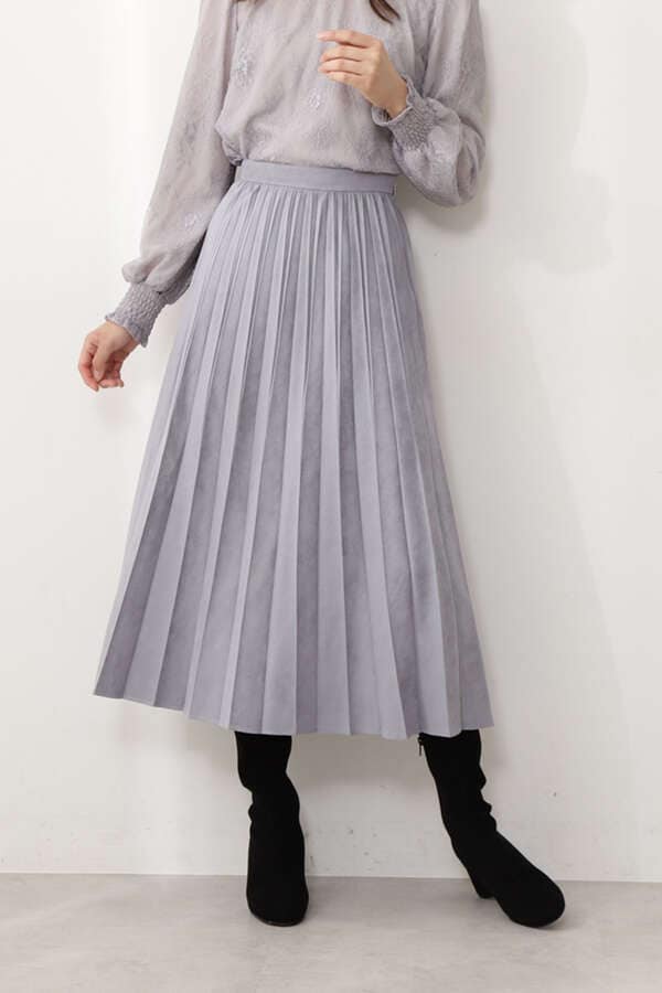 《田中みな実さん着用 美人百花10月号掲載商品》フェイクスエードプリーツスカート