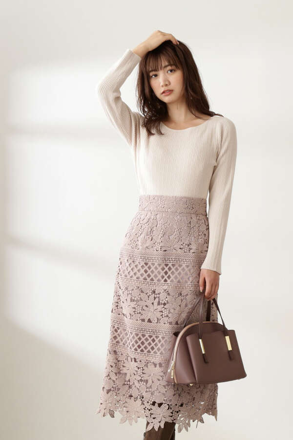 バックレースアップリブニット バックレースアップリブニット