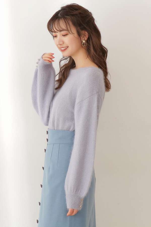 アンゴラ混ボリュームスリーブニット