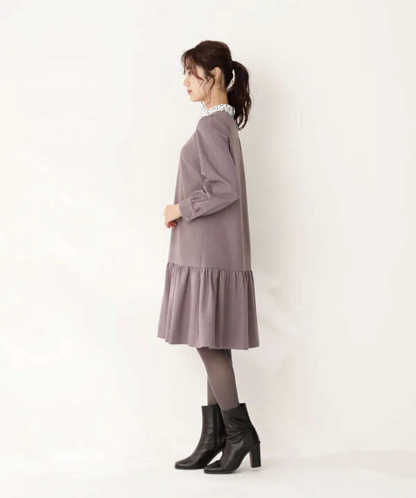 【堀田茜さん着用 美人百花11月号 掲載商品】2Wayレース襟サックワンピース 【堀田茜さん着用 美人百花11月号 掲載商品】2Wayレース襟サックワンピース