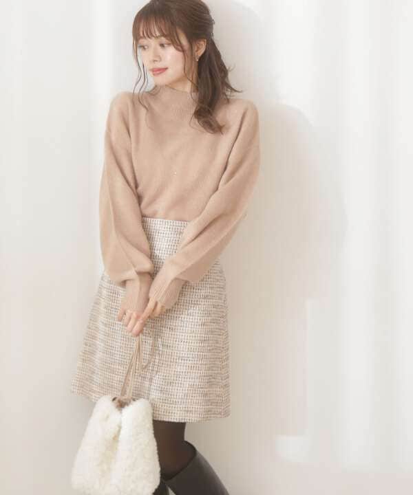ドロップスリーブタートルラメニット ドロップスリーブタートルラメニット