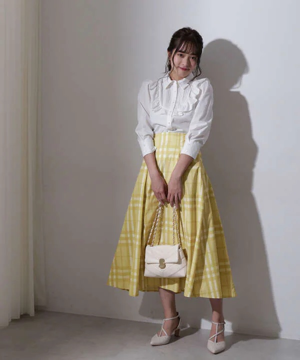 【美人百花4月号掲載商品】フレアチェックスカート 【美人百花4月号掲載商品】フレアチェックスカート