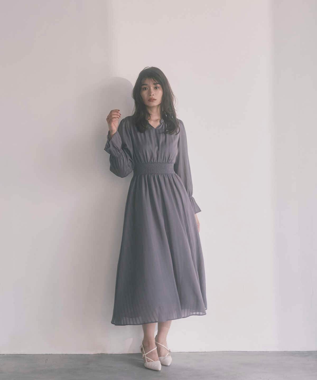 《EDIT COLOGNE》シアーストライプマキシワンピース WEB限定