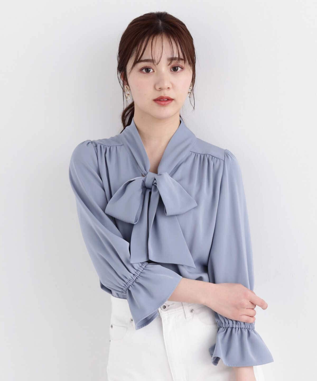 ボウタイブラウス WEB限定カラー：ブルー